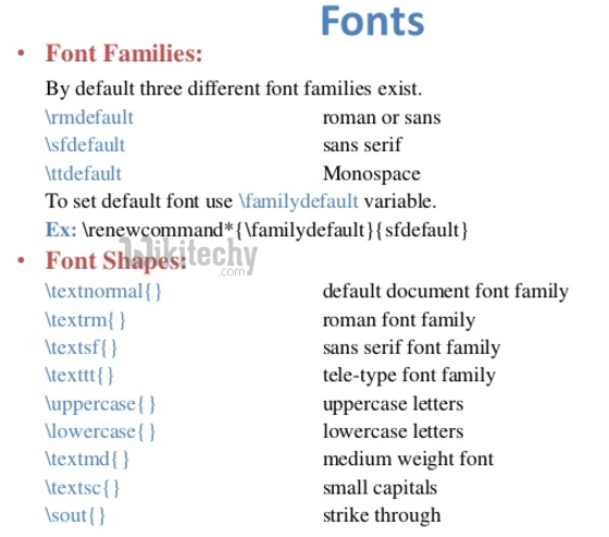 learn latex tutorial - latex fonts - latex example programs